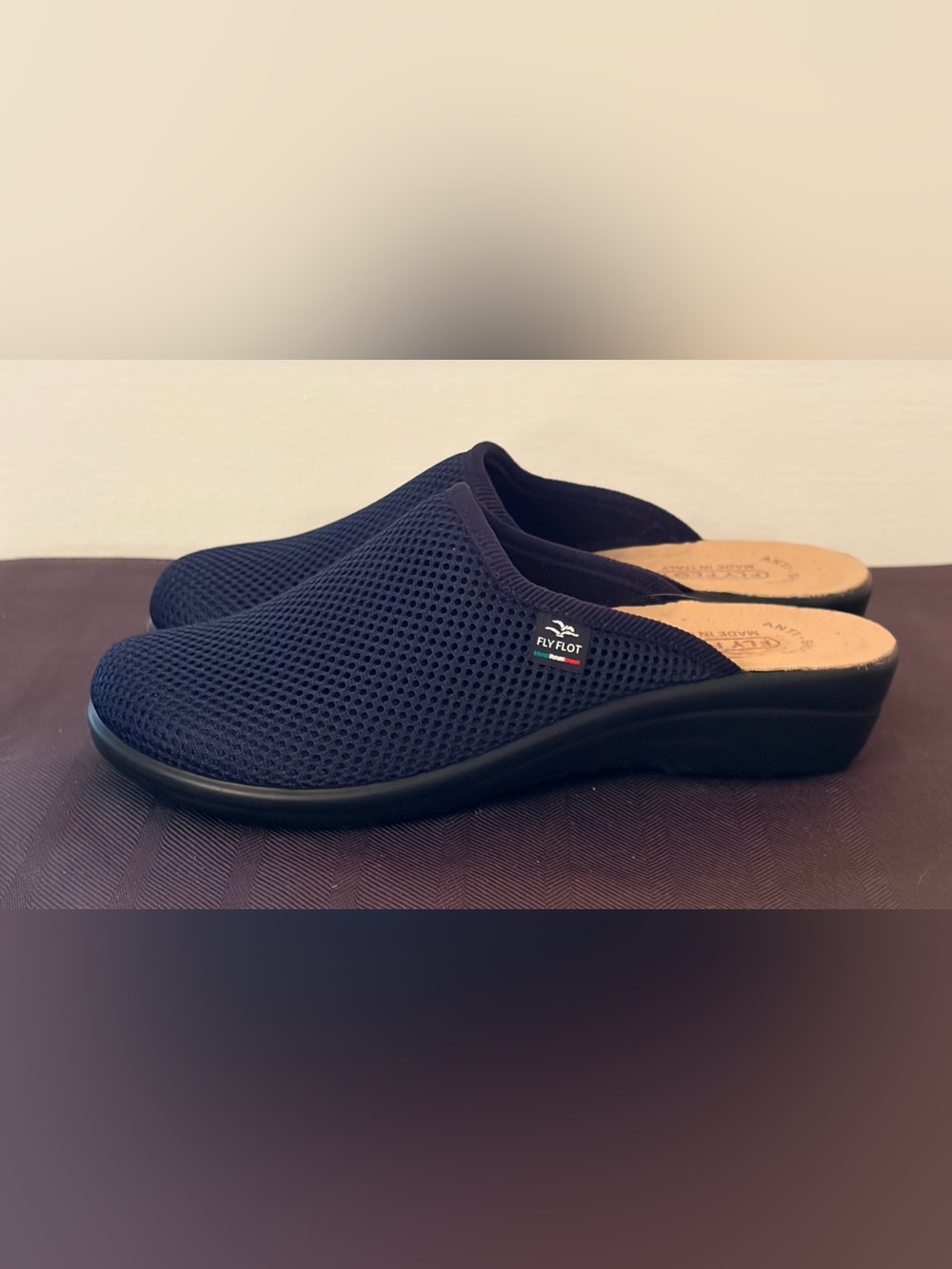 Fly Flot Women's Slip On Mules Size EU37 US 6.5 Blue Mesh Clogs Anti-Shock Italy - Picture 2 of 14